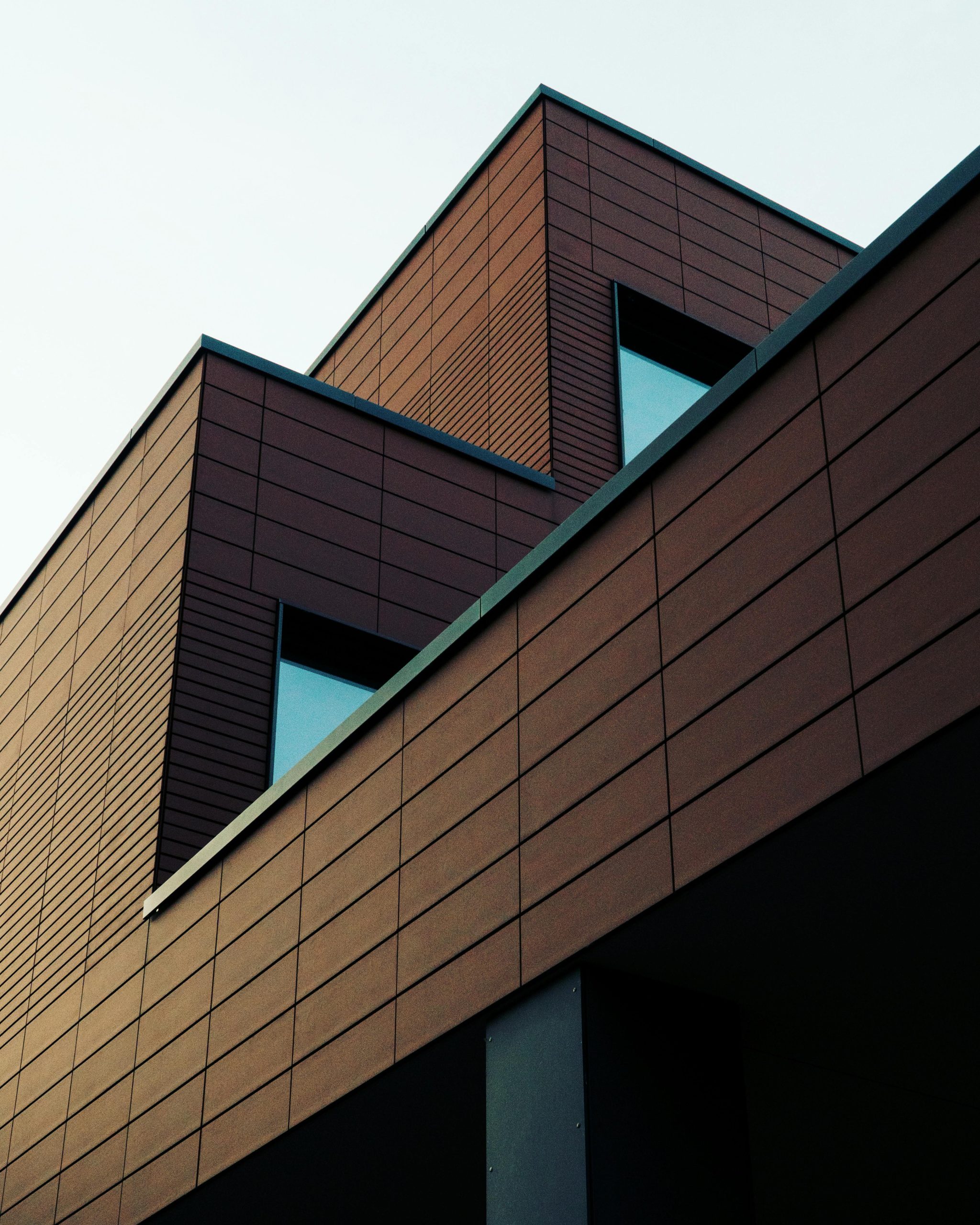 Low-angle view of a contemporary building in Gescher, Germany showcasing modern design.